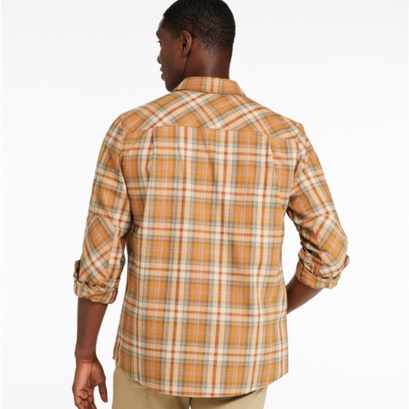 L.L. Bean Slightly Fitted Olive & Gold Katahdin Performance Flannel Shirt - Picture 5 of 5